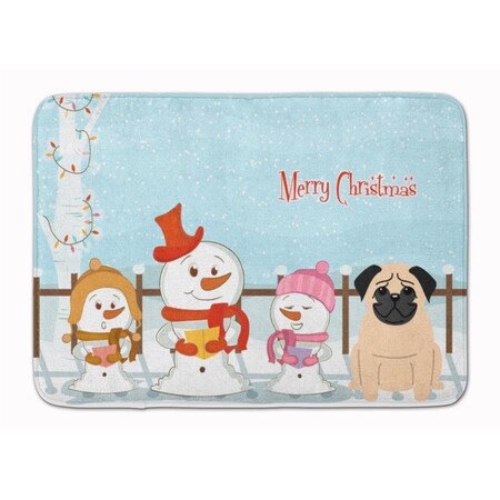 Carolines Treasures Merry Christmas Carolers Pug Fawn Machine Washable Memory Foam Mat BB2339RUG